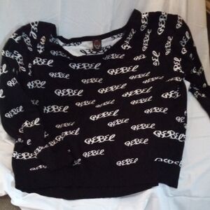 rebels Black and White Off-the-Shoulder Sweater